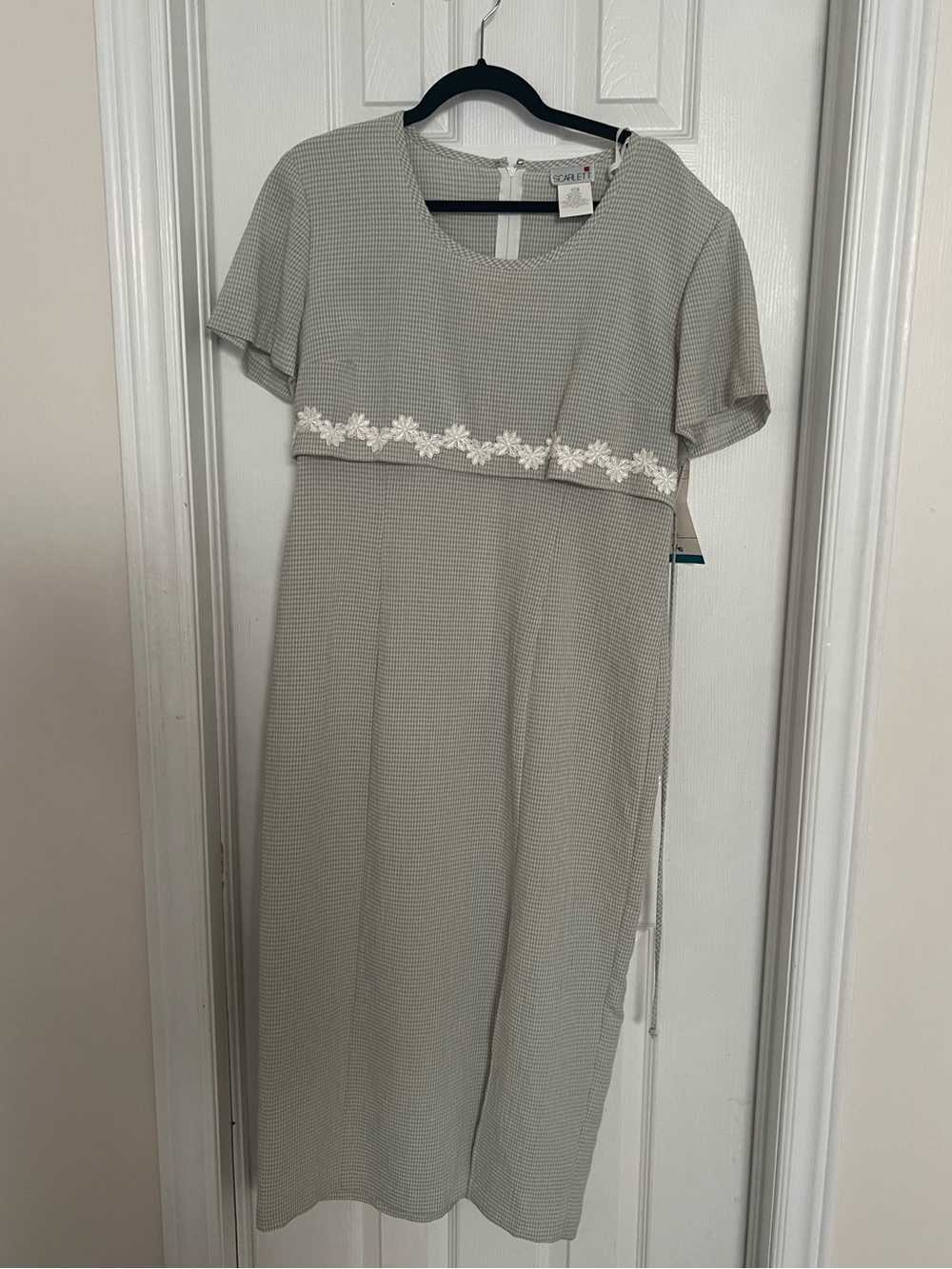 NWT Scarlett Midi Green White Checkered Dress
